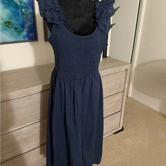 Elegant Navy Blue Women's Dress - Picture 6 of 14